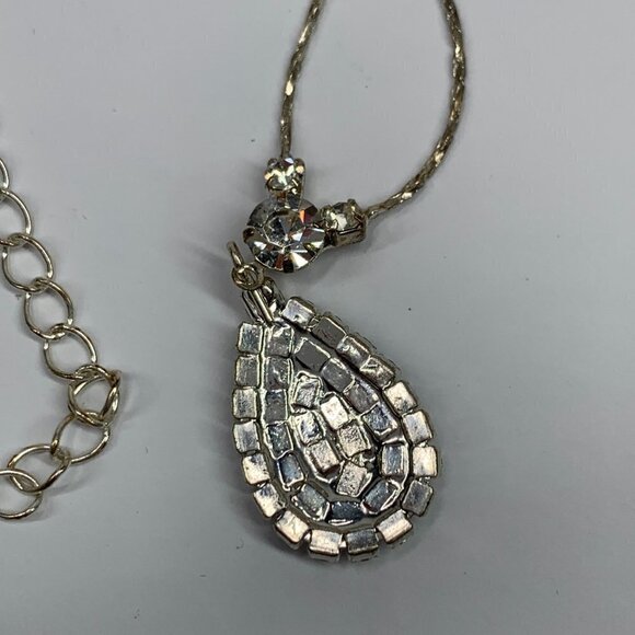 Designs By K&M Simulated Diamond Pendant Necklace & Earring Set 17"L NIOB - Picture 9 of 10